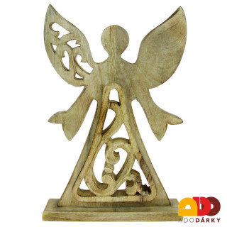 Anděl dřevěný prořezávaný 46,5 cm